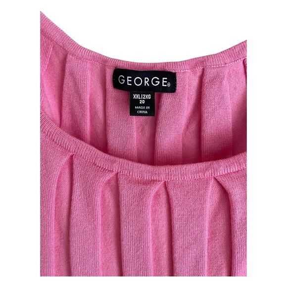 Pink Ribbed Lightweight Sweater Short Sleeve Scoop Neck by George NEW - Picture 3 of 4